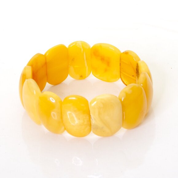 Real BALTIC AMBER Bracelet, Royal White Amber Bracelet, Egg Yolk Amber 25.3 gram - Picture 2 of 11